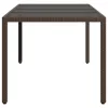 barna polyrattan üveglapos kerti asztal 190 x 90 x 75 cm