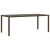  barna polyrattan üveglapos kerti asztal 190 x 90 x 75 cm