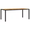  fekete polyrattan kerti asztal akácfa lappal 190 x 90 x 75 cm