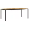 fekete polyrattan kerti asztal akácfa lappal 190 x 90 x 75 cm
