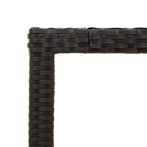  fekete polyrattan kerti asztal akácfa lappal 190 x 90 x 75 cm