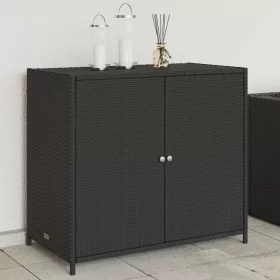  fekete polyrattan kerti tárolószekrény 83 x 45 x 76 cm