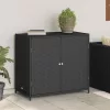  fekete polyrattan kerti tárolószekrény 83 x 45 x 76 cm