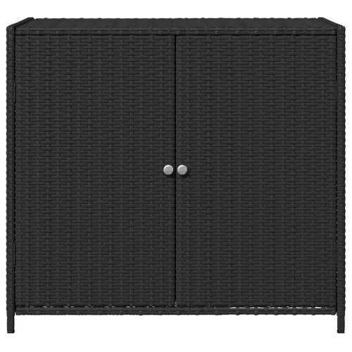  fekete polyrattan kerti tárolószekrény 83 x 45 x 76 cm