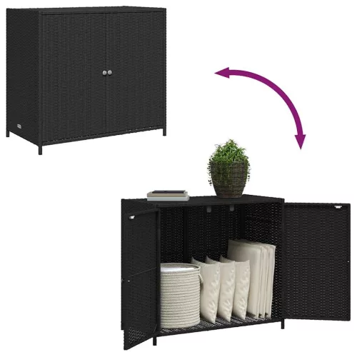  fekete polyrattan kerti tárolószekrény 83 x 45 x 76 cm