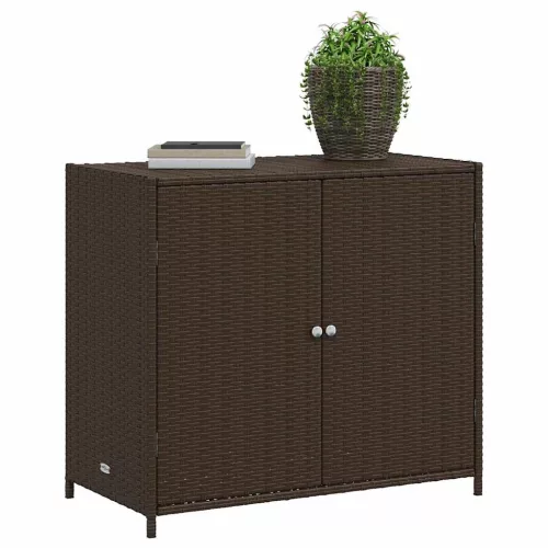  barna polyrattan kerti tárolószekrény 83x45x76 cm