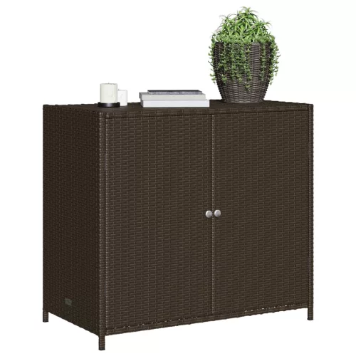  barna polyrattan kerti tárolószekrény 83x45x76 cm