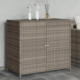  szürke polyrattan kerti tárolószekrény 83x45x76 cm