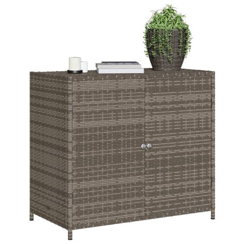  szürke polyrattan kerti tárolószekrény 83x45x76 cm