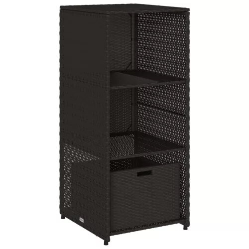  fekete polyrattan kerti tárolószekrény 50 x 55 x 115 cm