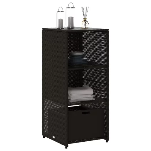  fekete polyrattan kerti tárolószekrény 50 x 55 x 115 cm