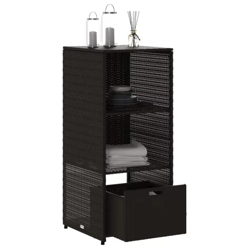  fekete polyrattan kerti tárolószekrény 50 x 55 x 115 cm