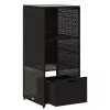  fekete polyrattan kerti tárolószekrény 50 x 55 x 115 cm