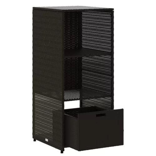  fekete polyrattan kerti tárolószekrény 50 x 55 x 115 cm