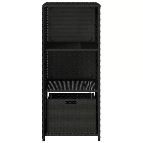  fekete polyrattan kerti tárolószekrény 50 x 55 x 115 cm