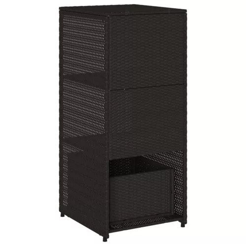  fekete polyrattan kerti tárolószekrény 50 x 55 x 115 cm