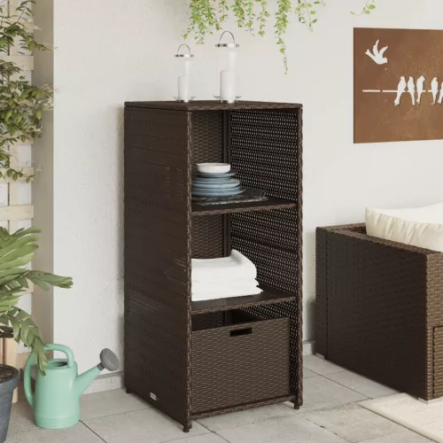  barna polyrattan kerti tárolószekrény 50 x 55 x 115 cm