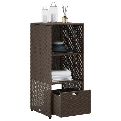  barna polyrattan kerti tárolószekrény 50 x 55 x 115 cm