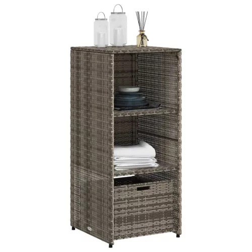  szürke polyrattan kerti tárolószekrény 50 x 55 x 115 cm