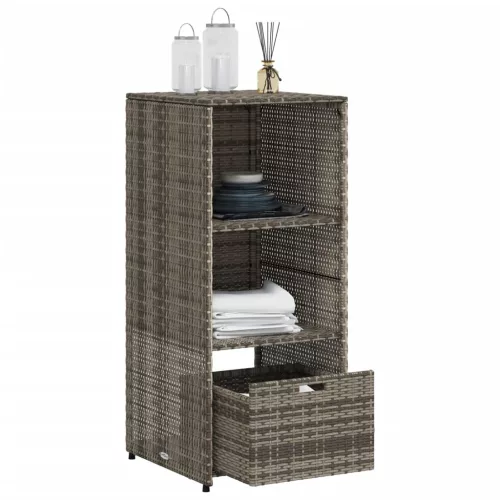  szürke polyrattan kerti tárolószekrény 50 x 55 x 115 cm