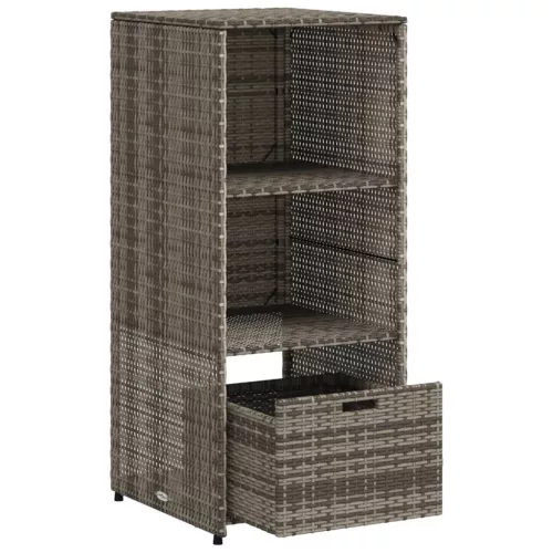  szürke polyrattan kerti tárolószekrény 50 x 55 x 115 cm