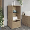  bézs polyrattan kerti tárolószekrény 50 x 55 x 115 cm