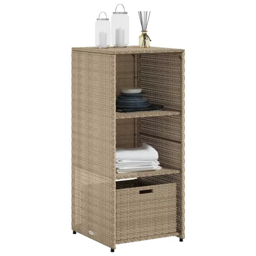  bézs polyrattan kerti tárolószekrény 50 x 55 x 115 cm