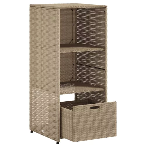  bézs polyrattan kerti tárolószekrény 50 x 55 x 115 cm