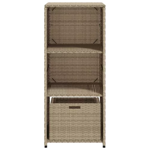 bézs polyrattan kerti tárolószekrény 50 x 55 x 115 cm
