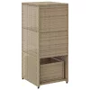  bézs polyrattan kerti tárolószekrény 50 x 55 x 115 cm