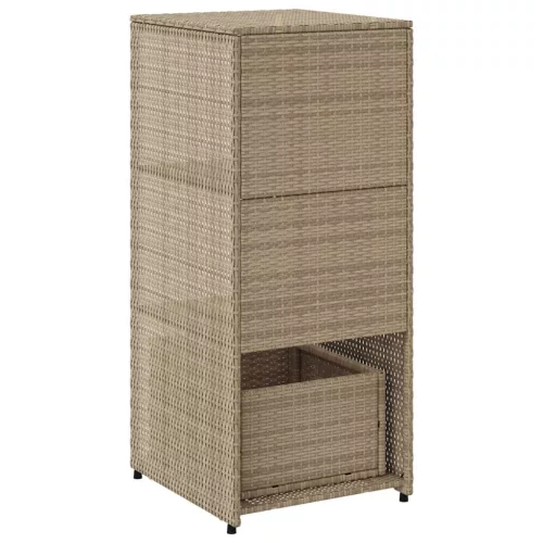  bézs polyrattan kerti tárolószekrény 50 x 55 x 115 cm