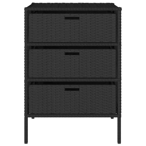  fekete polyrattan kerti tárolószekrény 55 x 59 x 80 cm