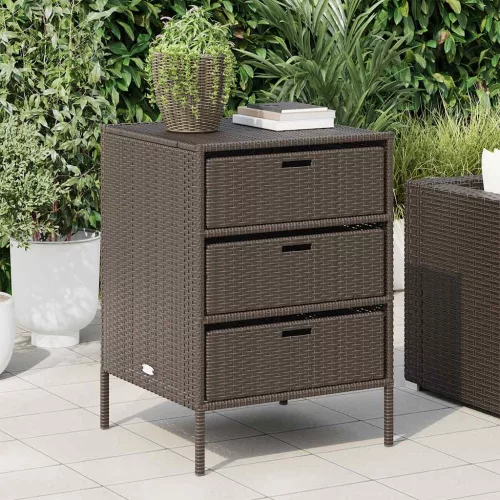  barna polyrattan kerti tárolószekrény 55 x 59 x 80 cm
