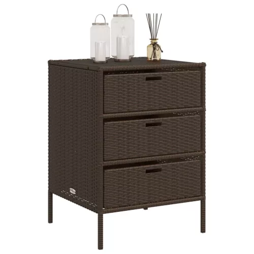  barna polyrattan kerti tárolószekrény 55 x 59 x 80 cm