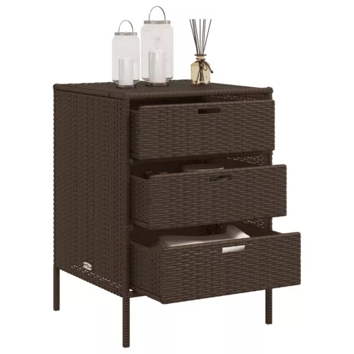  barna polyrattan kerti tárolószekrény 55 x 59 x 80 cm