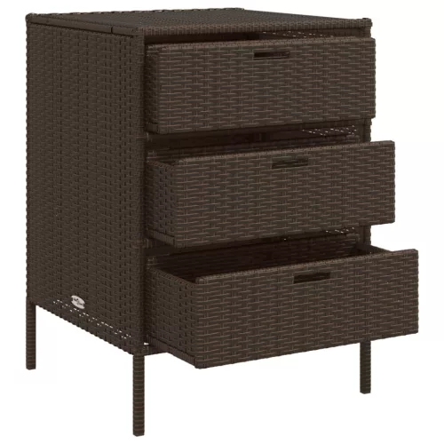 barna polyrattan kerti tárolószekrény 55 x 59 x 80 cm