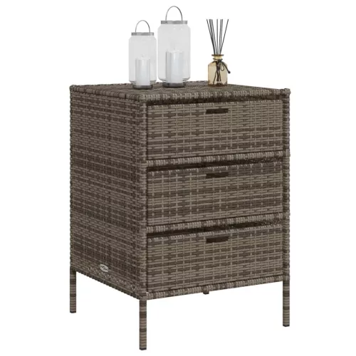  szürke polyrattan kerti tárolószekrény 55 x 59 x 80 cm