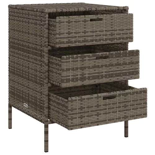  szürke polyrattan kerti tárolószekrény 55 x 59 x 80 cm