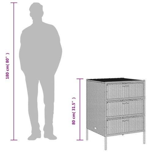  bézs polyrattan kerti tárolószekrény 55 x 59 x 80 cm