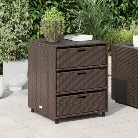  barna polyrattan kerti tárolószekrény 55 x 59 x 69 cm