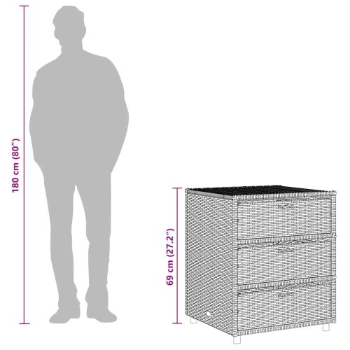  barna polyrattan kerti tárolószekrény 55 x 59 x 69 cm