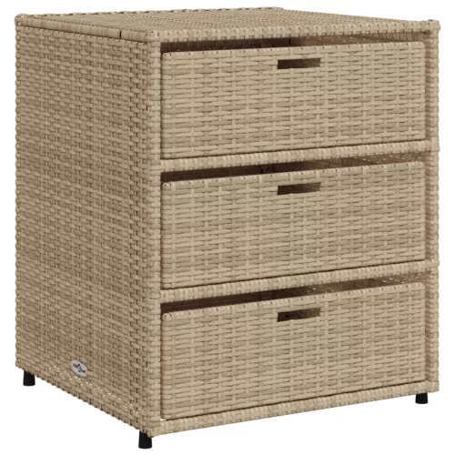  bézs polyrattan kerti tárolószekrény 55 x 59 x 69 cm