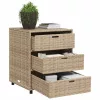  bézs polyrattan kerti tárolószekrény 55 x 59 x 69 cm