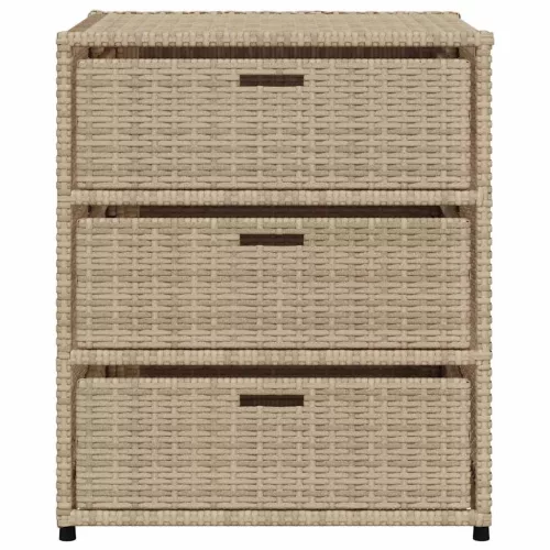  bézs polyrattan kerti tárolószekrény 55 x 59 x 69 cm