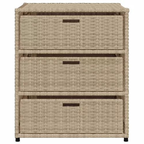  bézs polyrattan kerti tárolószekrény 55 x 59 x 69 cm