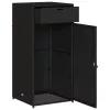  fekete polyrattan kerti tárolószekrény 55 x 55 x 111 cm