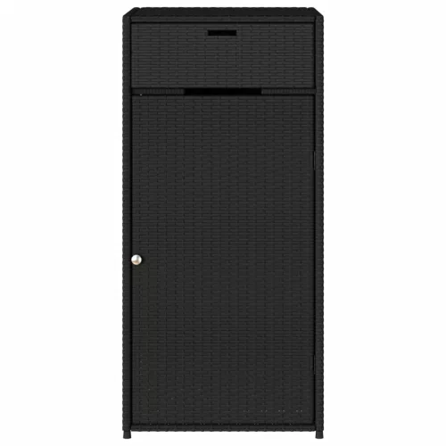  fekete polyrattan kerti tárolószekrény 55 x 55 x 111 cm