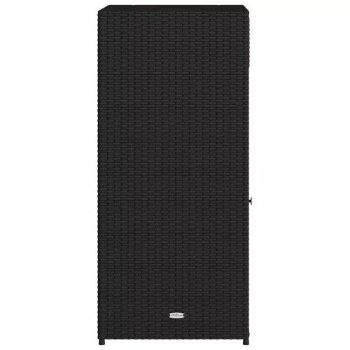  fekete polyrattan kerti tárolószekrény 55 x 55 x 111 cm