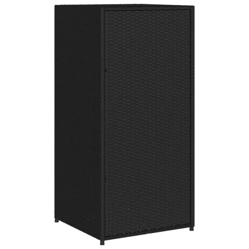  fekete polyrattan kerti tárolószekrény 55 x 55 x 111 cm