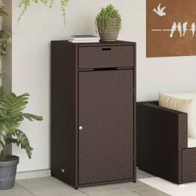  barna polyrattan kerti tárolószekrény 55 x 55 x 111 cm